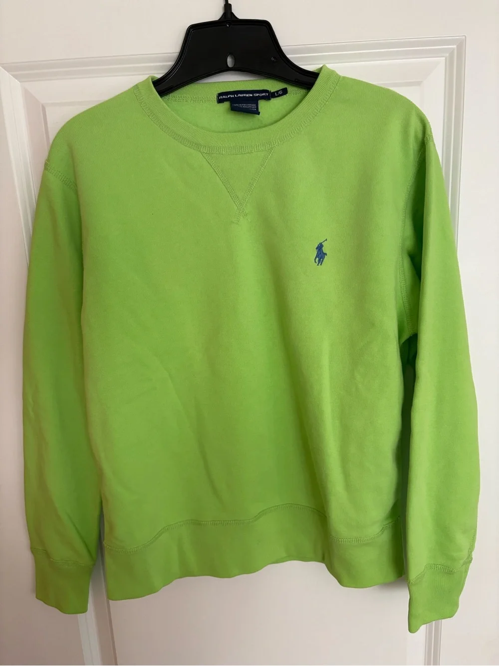 Ralph Lauren Crewneck Sweatshirt in Bright Lime Green with Blue Pony